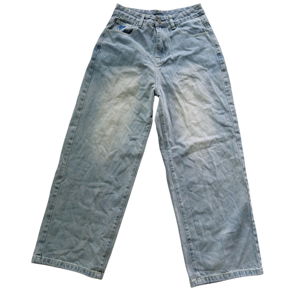 Aelfric Eden Y2K Baggy Wide Leg Jeans Light Blue Denim Skater Streetwear Size 28